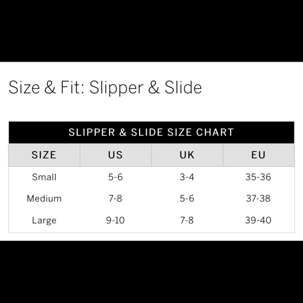 ✨VS SLIPPER/SLIDES/SOCKS SIZES CHART✨